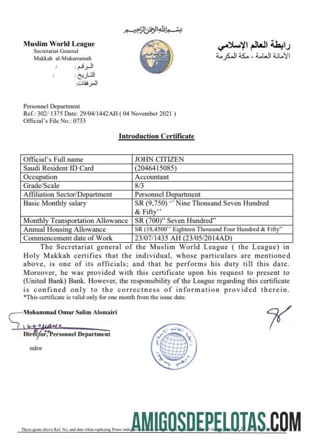 realista Arábia Saudita Makkah Al Mukarramah Modelo de certificado de introdução em formato Word e PDF